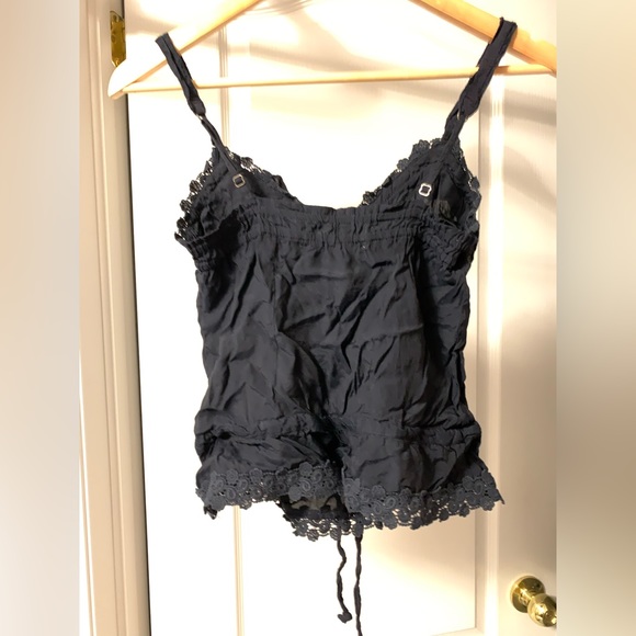 Abercrombie and Fitch Ruffled Tank Top in Navy - Size XS - Picture 2 of 4